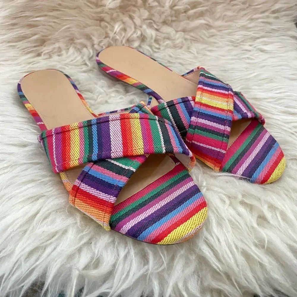 J. Crew Cora Multistripe Crisscross Sandals Size 7
